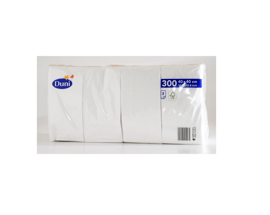 Duni Tissue Napkin White 2-Ply 1/8-Fold 40x40 cm 1 Carton (4 x 300 Pieces = 1,200 Pieces)