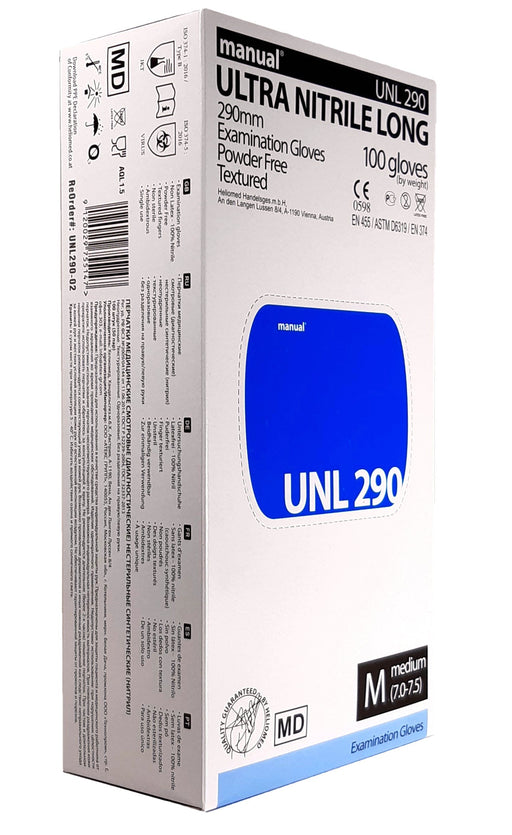 manual UNL 290 Untersuchungshandschuhe Ultra Long Nitril Blau (S-XL 100 Stück)