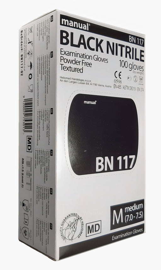 manual BN 117 Untersuchungshandschuhe Nitril Schwarz Größe M (100 Stück)