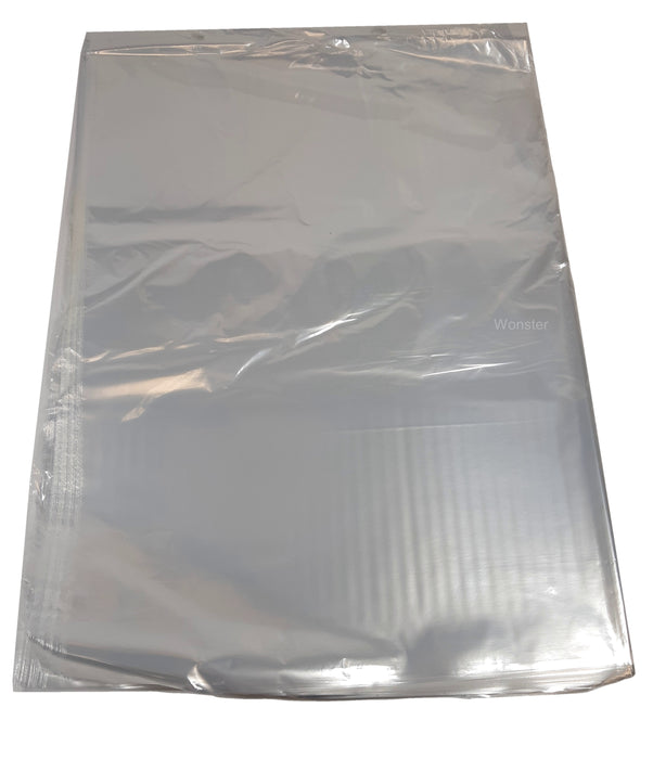 Wonster Flat Bags Transparent Blocked 30 x 40 + 3 cm 1 Carton (10 Packs x 100 Pieces = 1,000 Pieces)