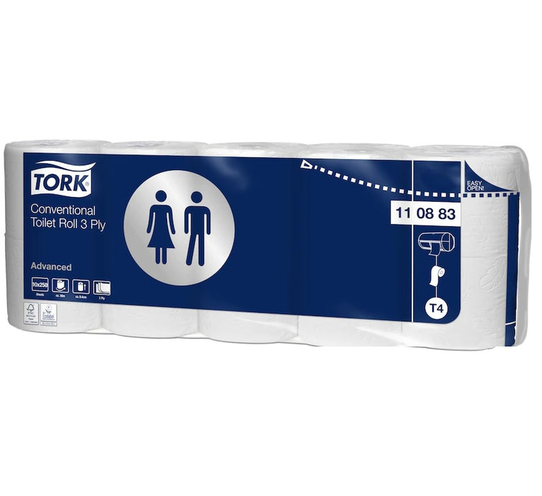 Tork Extra Soft 3-Ply Small Roll Toilet Paper 1 Carton (7 x 10 Rolls = 70 Rolls)