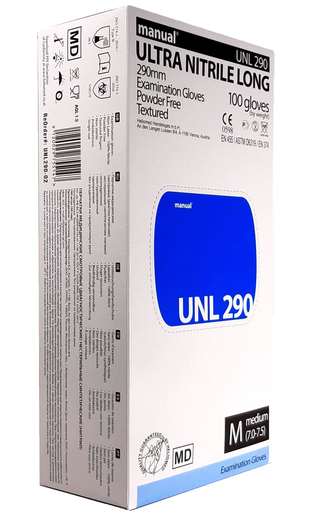 manual UNL 290 Untersuchungshandschuhe Ultra Long Nitril Blau 