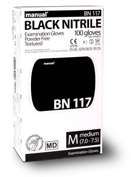 manual BN 117 Examination Gloves Nitrile Black Size XS (100 pieces)